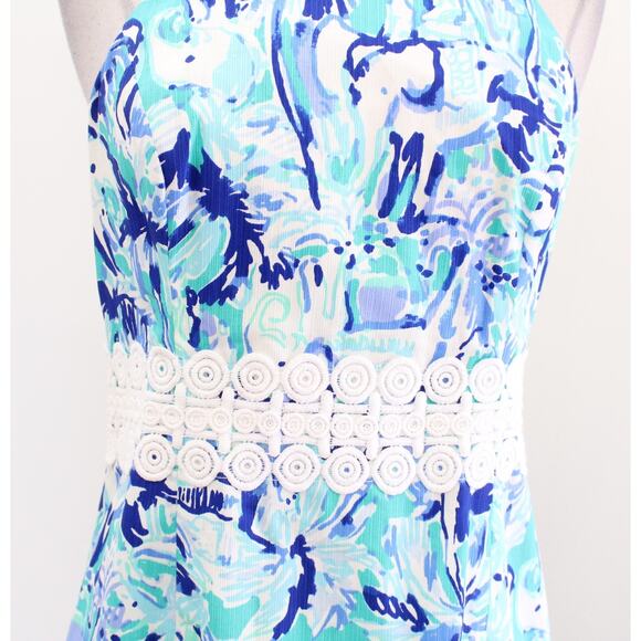 Lilly Pulitzer Ashyln Shift Dress Elephant Appeal Tropical Turquoise Size 2 - Picture 4 of 8